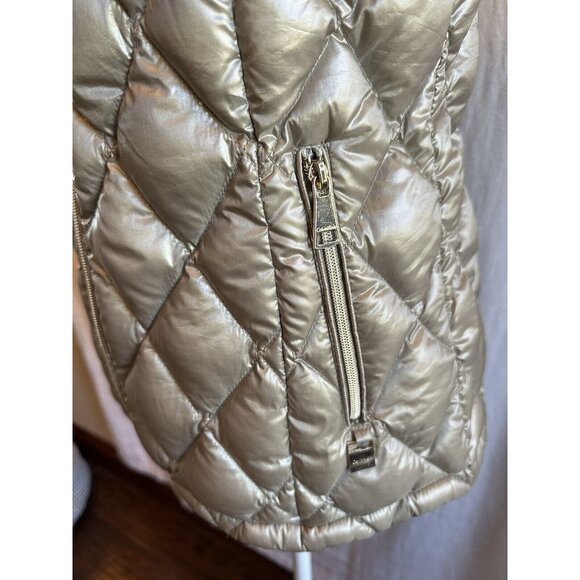 Calvin Klein Puffer Vest Womens Small Champagne‎ Silver Metallic Down Quilted - Picture 4 of 14